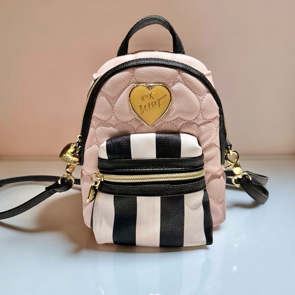 Betsey Johnson Quilted Pink Mini Crossbody/Backpack - Picture 1 of 8
